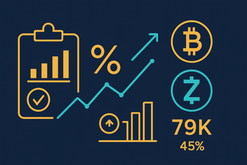 Bitcoin przy 79 tys. dolarów mimo rosnących szans na podwyżkę stóp — ilustracja